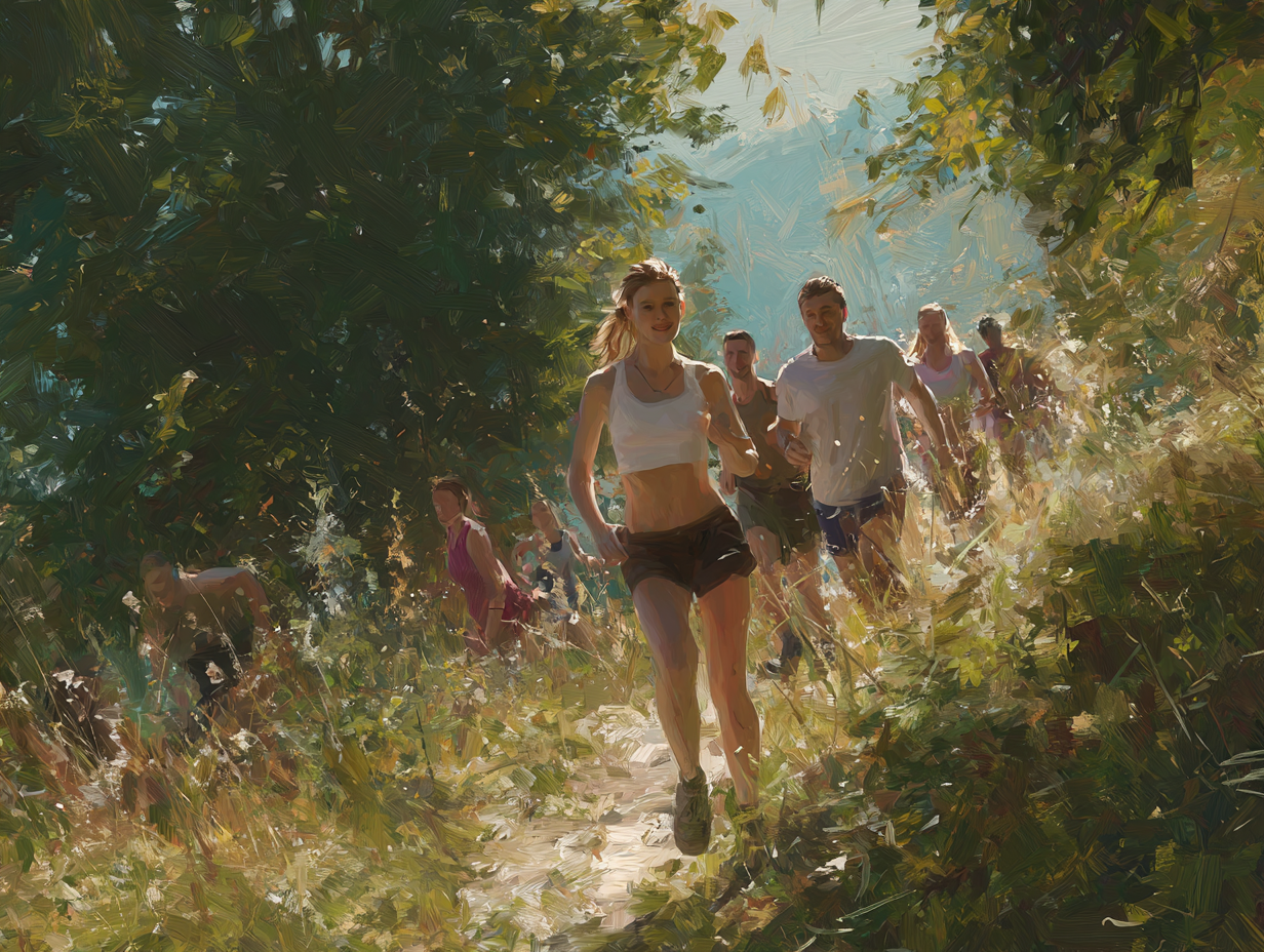 Grupo diverso de personas participando en actividades de bienestar y ejercicio